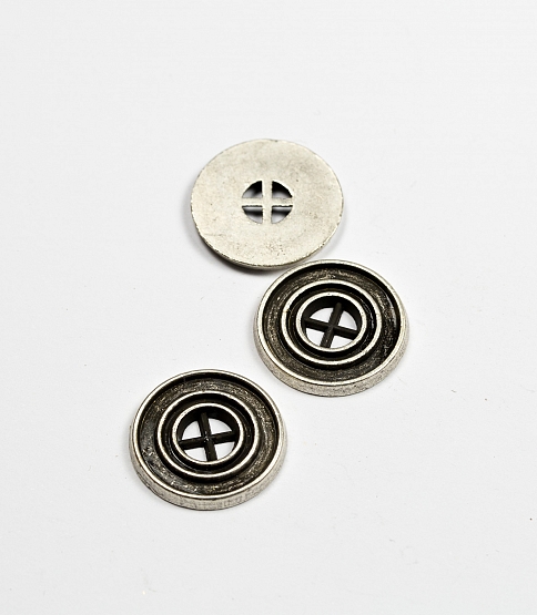 4 Hole Silver Metal X Button Size 34L x5
